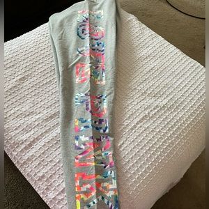 PINK grey large leggings w/tye dye logo LOVE PINK.